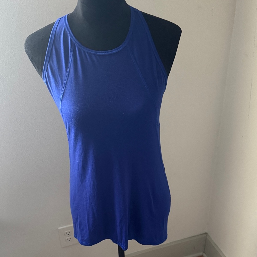 Athleta muscle shirt racerback tank top blue Sz S yoga workout gym running